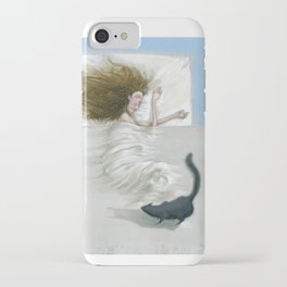 Sleeping woman and cat iPhone Case