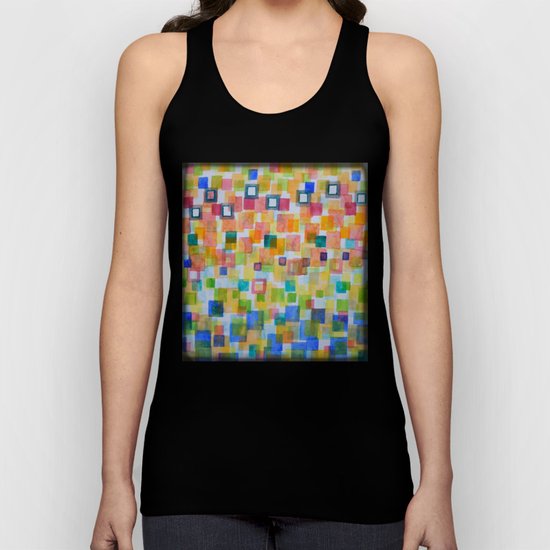Light Squares and Frames Pattern Unisex Tank Top