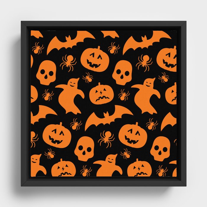 Halloween Pattern Framed Canvas