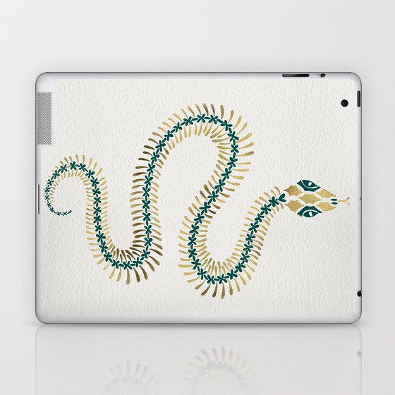 Snake Skeleton – Emerald & Gold Laptop & iPad Skin