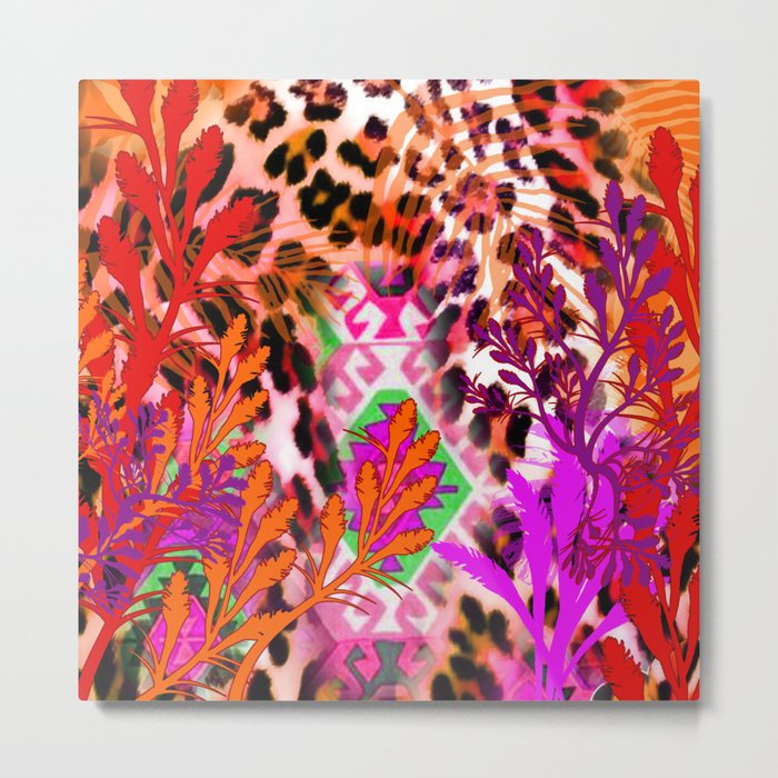 Jungle Leopard Electric Pinks Metal Print