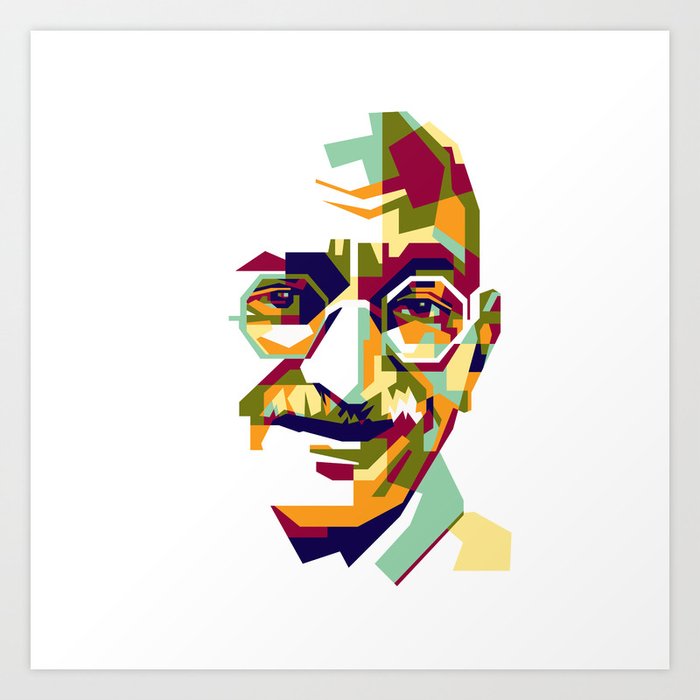 Mahatma Gandhi in colorful popart style Art Print