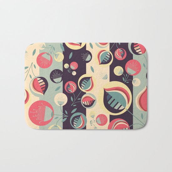 50's floral pattern II Bath Mat