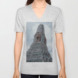 Blue buddhist temple in mosaic / Travel photography  V Neck T Shirt