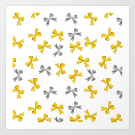 Yellow bow Art Print | Fabric, Frame, Paper, Wrap, Satin, Retro, Gift, Pattern, Present, Holiday 