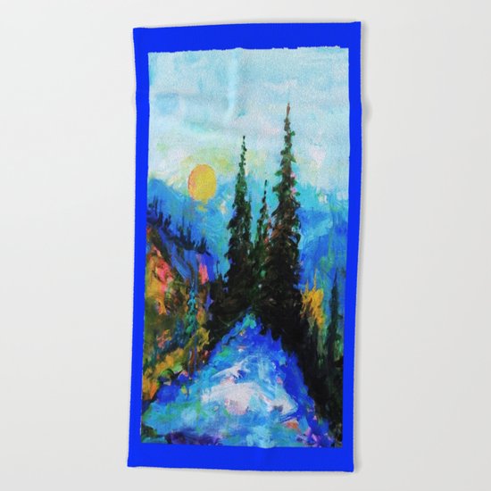 Mountain Blues Painting Beach Towel