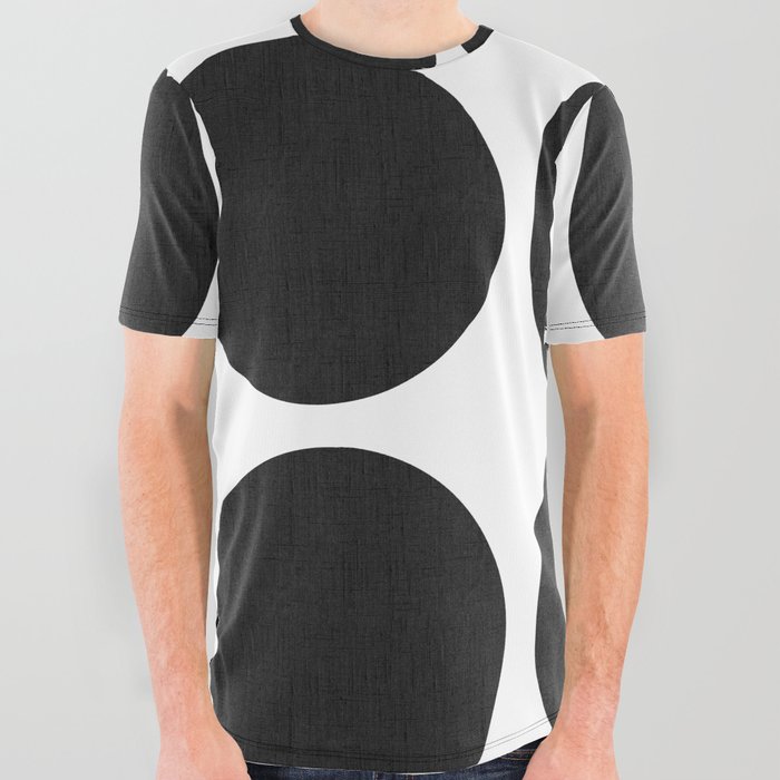 Retro Modern Black Polka Dots On White All Over Graphic Tee