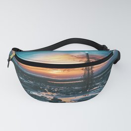 Beacons: Towers crowned by Flames on a Sunrise Beach Fanny Pack