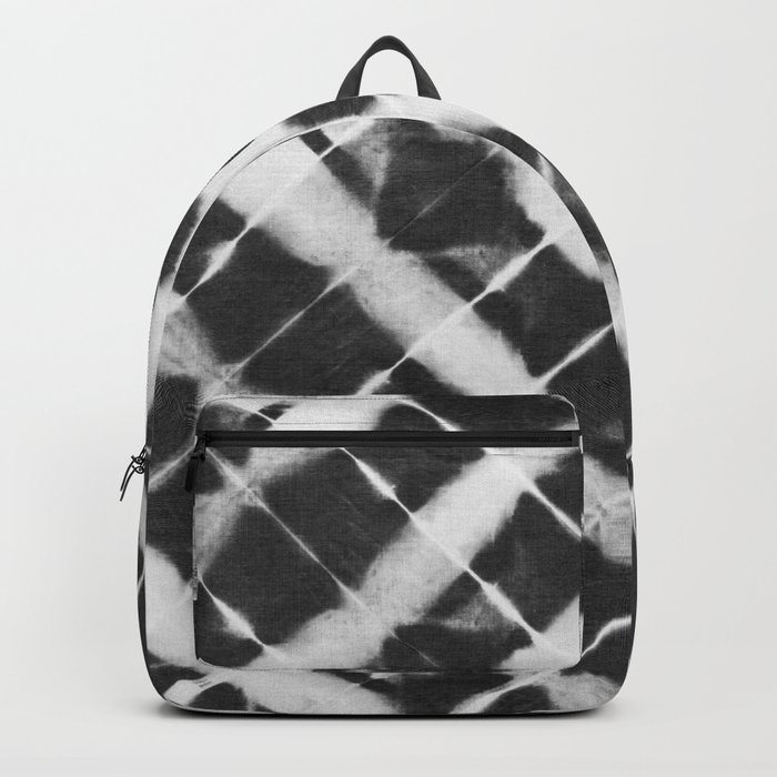 Shibori style black and white diagonal striped tile Backpack