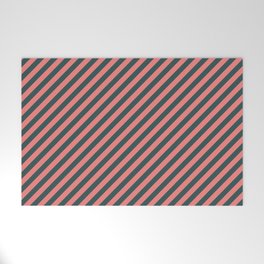[ Thumbnail: Dark Slate Gray & Light Coral Colored Striped Pattern Welcome Mat ]