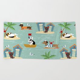The Ultimate Dog Vacation pattern Beach Towel