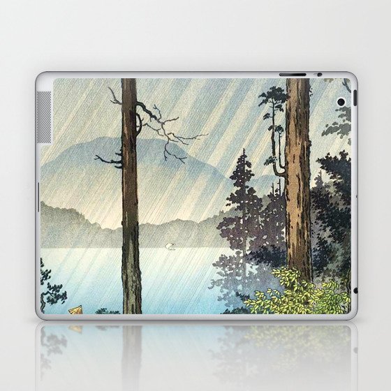 Tsuchiya Koitsu - Morning Rain in Hakone - Japanese Vintage Woodblock Painting Laptop & iPad Skin