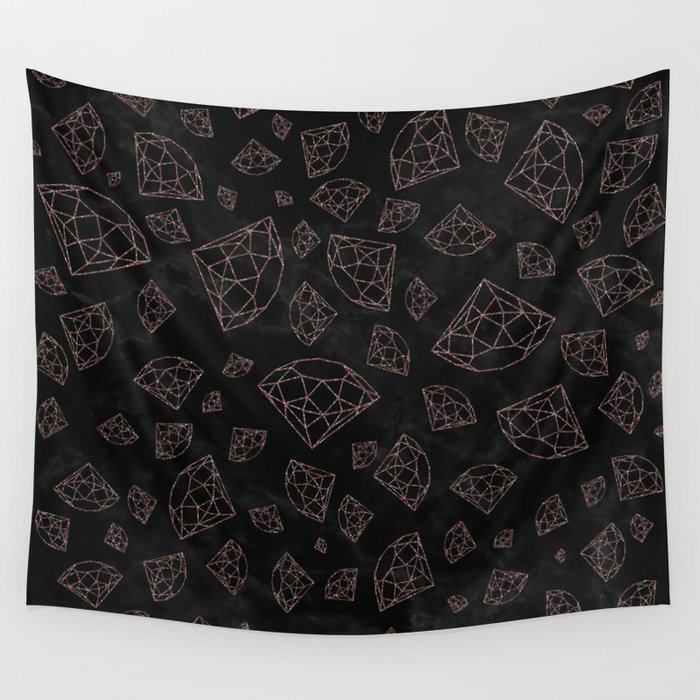 Modern faux rose gold glitter gemstones Wall Tapestry