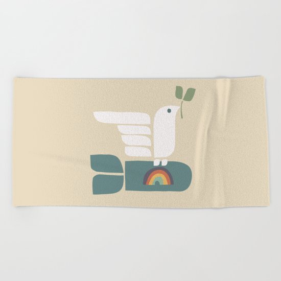 Peace dove and rainbow bomb Beach Towel