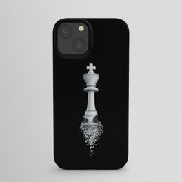 Farewell to the Pale King / 3D render of chess king breaking apart iPhone Case