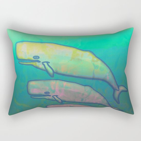 Whales Swimming Together Rectangular Pillow