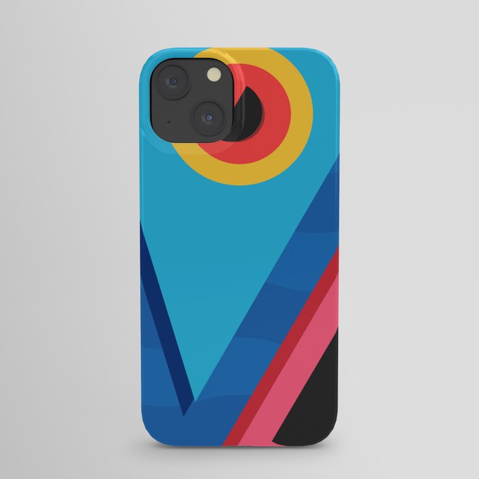 Summer Abstract Art Composition Blue and Pink iPhone Case