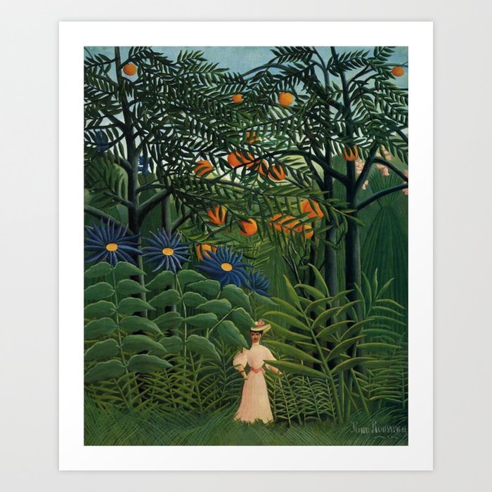 Woman Walking in an Exotic Forest Henri Rousseau 1905 Art Print