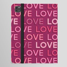 LOVE LOVE LOVE vintage light bulbs lettering burgundy Valentine's iPad Folio Case