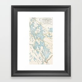 Vintage Muskoka Lakes Map Framed Art Print