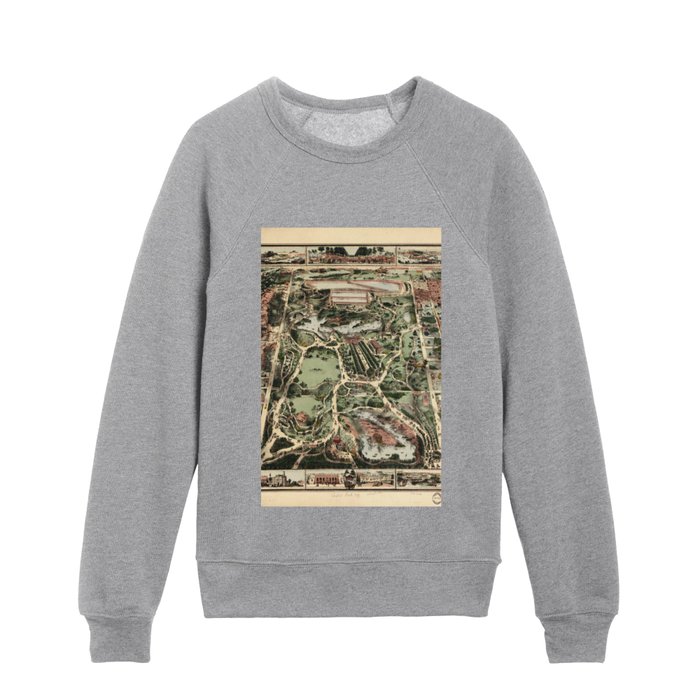 Central Park new york old flat map Kids Crewneck