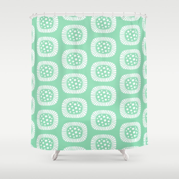 Mid Century Modern Atomic Sunburst Mint Green Shower Curtain By Mid Century Modern Atomic Sunburst Mint Green Shower Curtain
