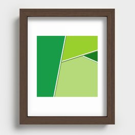 Minimal gradient green color block and stripes lines Recessed Framed Print