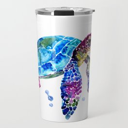 Sea Turtle, Blue Purple Turtle illustration, Sea Turtle design Travel Mug