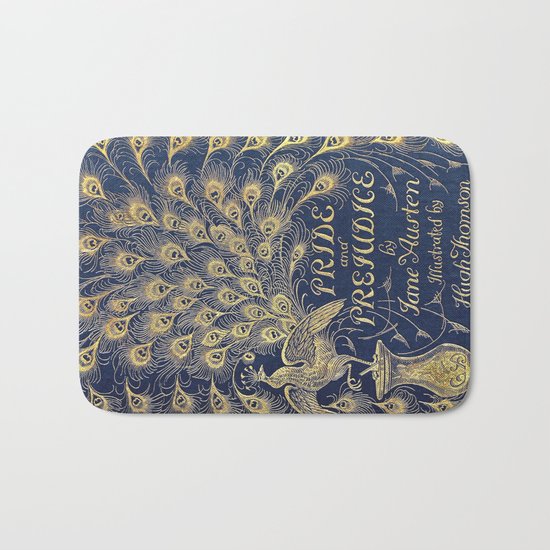 Pride and Prejudice by Jane Austen Vintage Peacock Book Cover Bath Mat