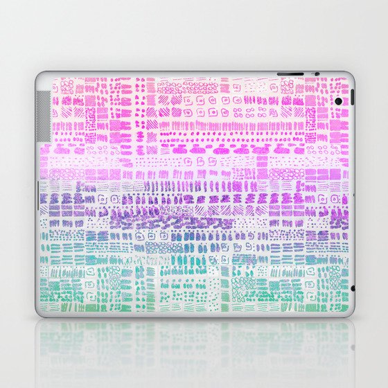 pink and light green ombre ink marks hand-drawn collection Laptop & iPad Skin