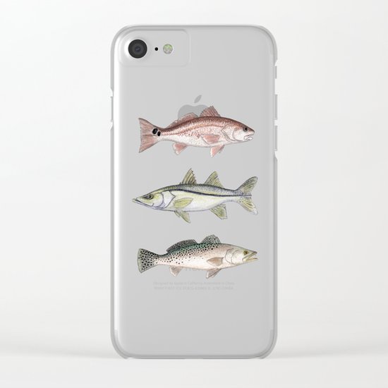 "Inshore Slam!" by Amber Marine ~ Redfish, Snook, and Trout Watercolor Illustration, (c) 2013 Clear iPhone Case