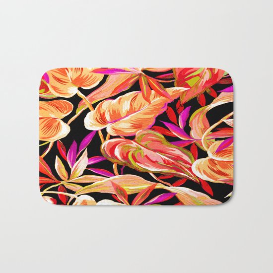 fall tropical leaves Bath Mat