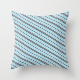 [ Thumbnail: Light Blue and Gray Colored Lined/Striped Pattern Throw Pillow ]