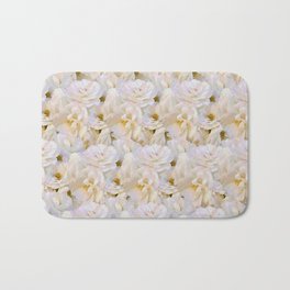 White roses - vintage Bath Mat | Blossoms, Love, Flowers, Bushroses, Nature, Vintage, Wedding, Elegant, Romance, Birthday 