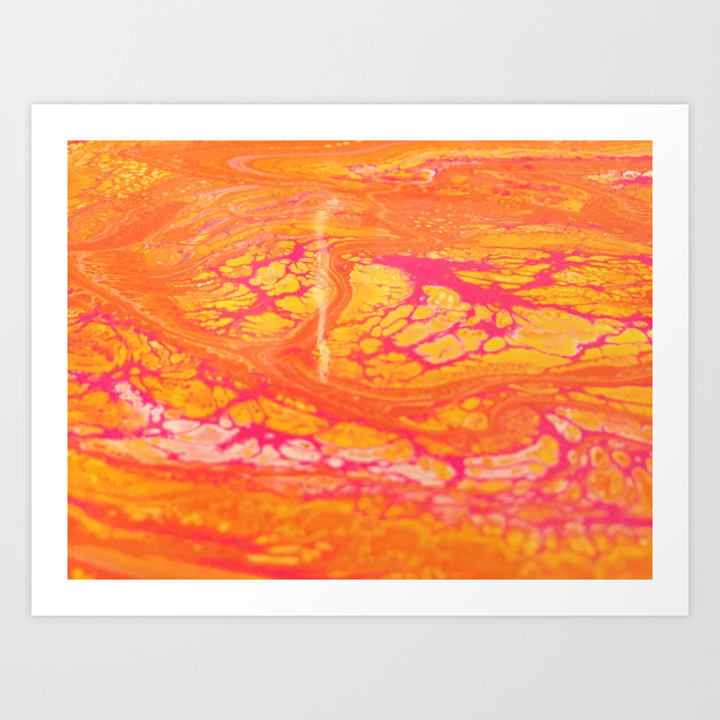 Retro Hemoglobin Dirty Pour Acrylic Painting Art Print By