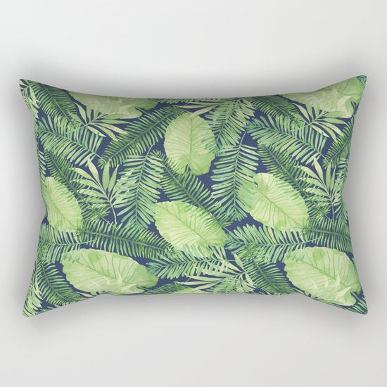Tropical Branches Pattern on Dark 02 Rectangular Pillow