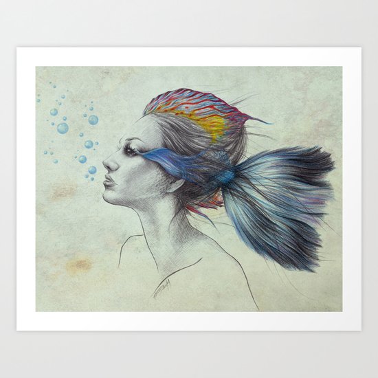 When I was a fish | textured Art Print