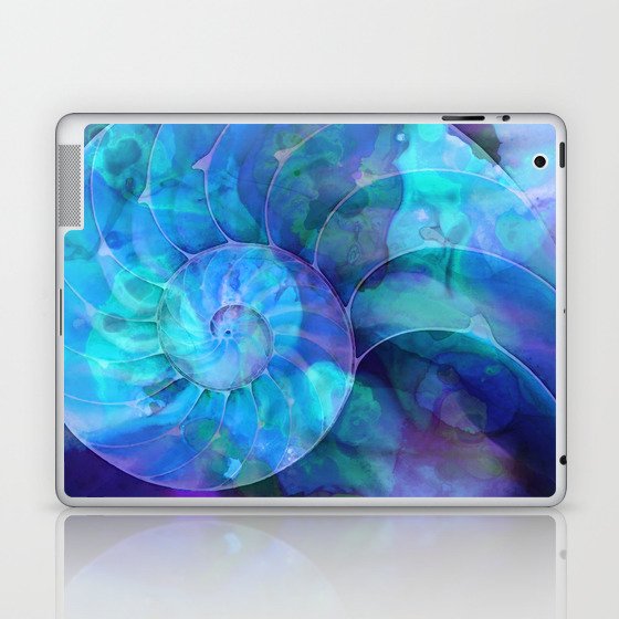 Blue Nautilus Shell  - Seashell Art By Sharon Cummings Laptop & iPad Skin
