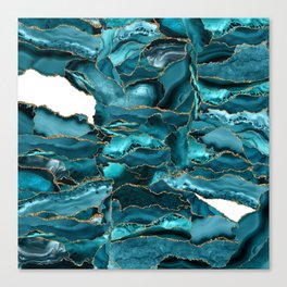 Blue and Gold Agate Canvas Print