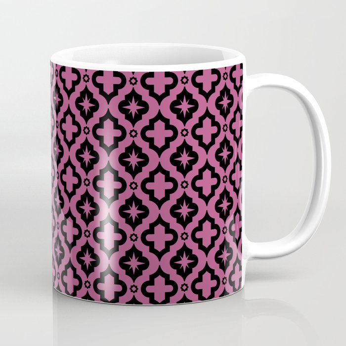 Magenta and Black Ornamental Arabic Pattern Coffee Mug