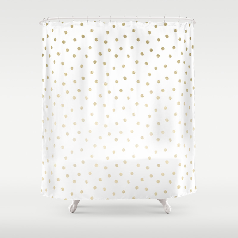 Delicate Gold Polka Dots Shower Curtain By Naturemagick Society6
