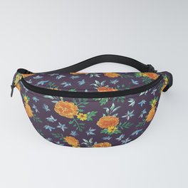 Dark Floral: Marigolds and Borage Fanny Pack