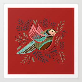 Peace Bird - Red Art Print
