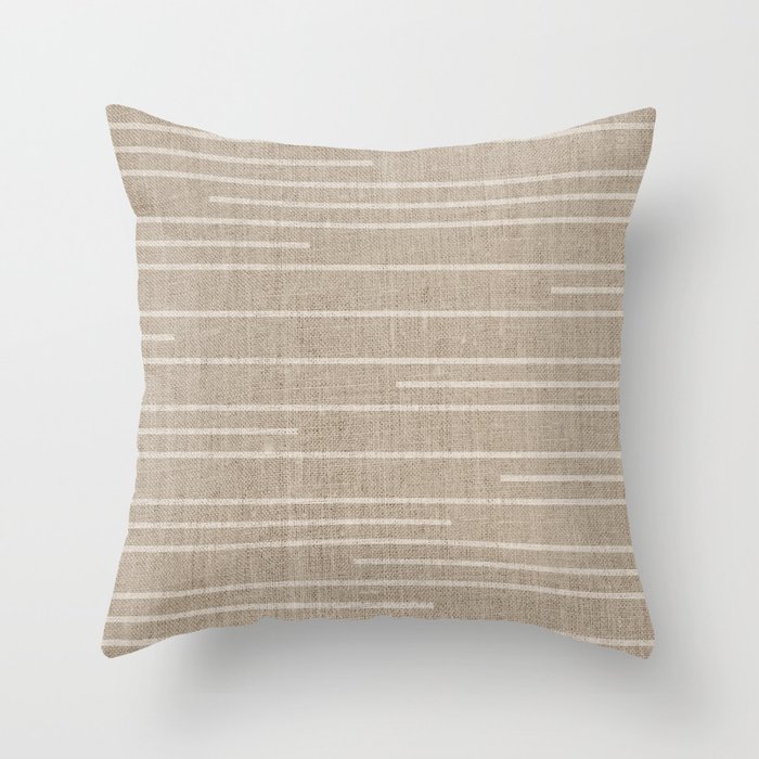 Boho Minimal Neutral Stripes Pattern Throw Pillow