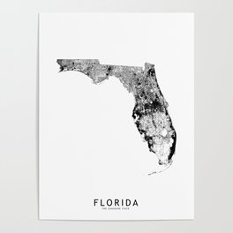 Florida State White Map Poster