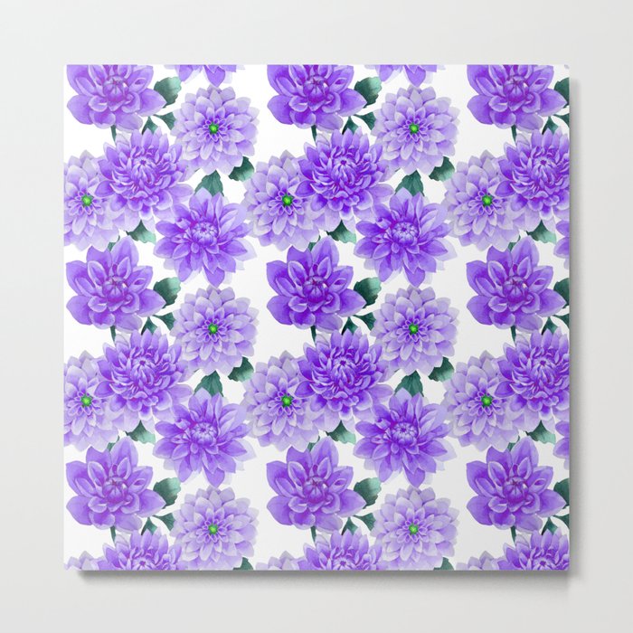 Artistic hand painted purple violet watercolor floral Metal Print