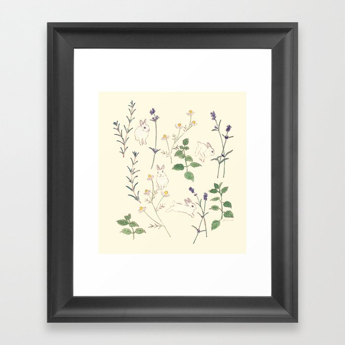 Rabbit who loves herbs Framed Art Print