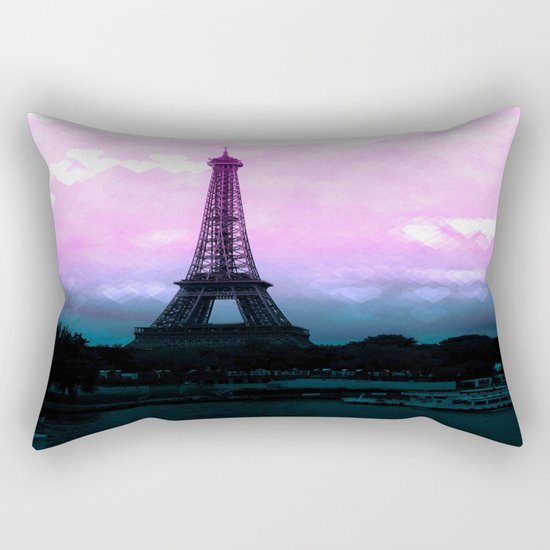 Paris Eiffel Tower : Lavender Teal Rectangular Pillow