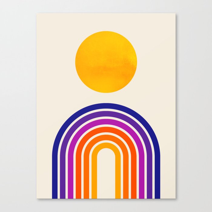 Rainbow Sun: Retro 80s Edition Canvas Print