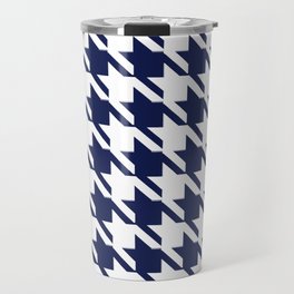 PreppyPatterns™ - Modern Houndstooth - navy blue and white Travel Mug